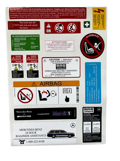 Collezione esclusiva di adesivi per auto d'epoca Mercedes-Benz da MBZCLASSICPARTS